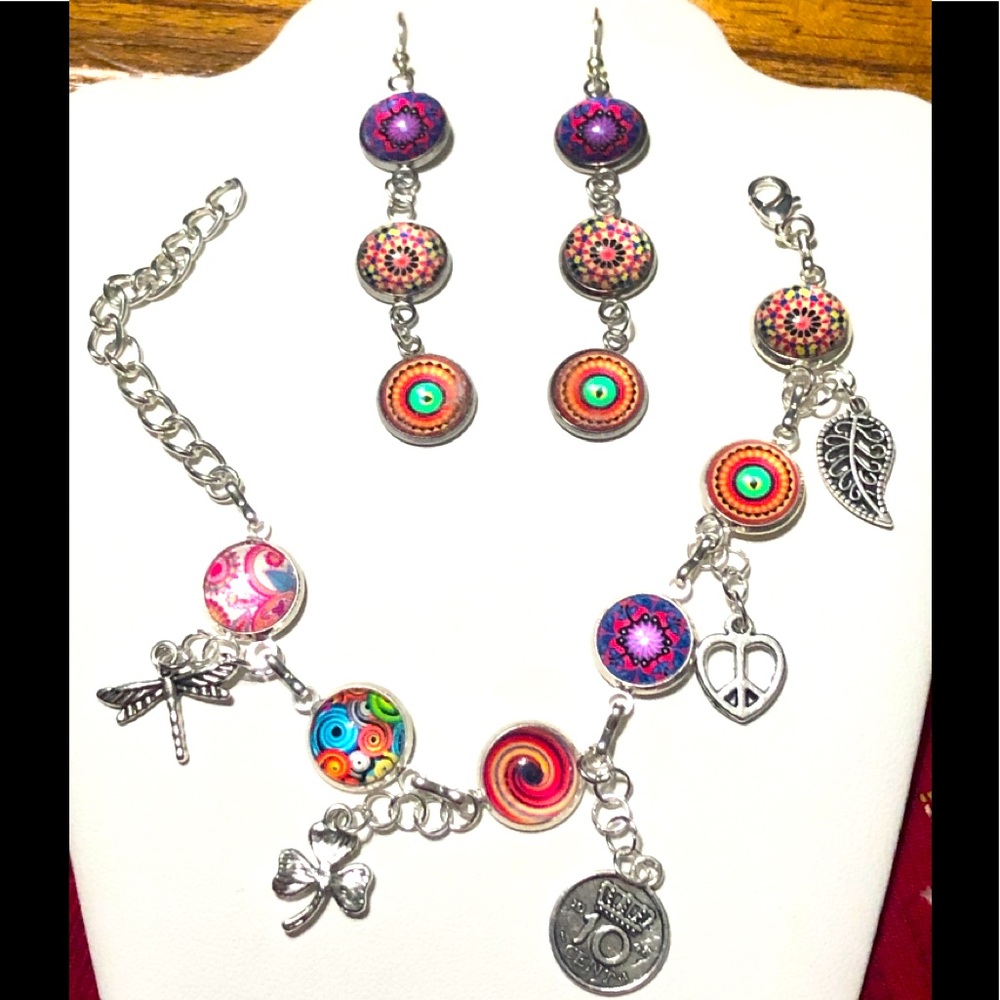 🆕 Super Hip handmade Bracelet & earrings set